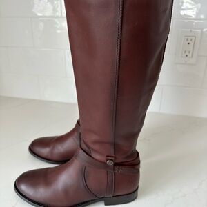 Frye Melissa belted tall leather riding boots size 6.5